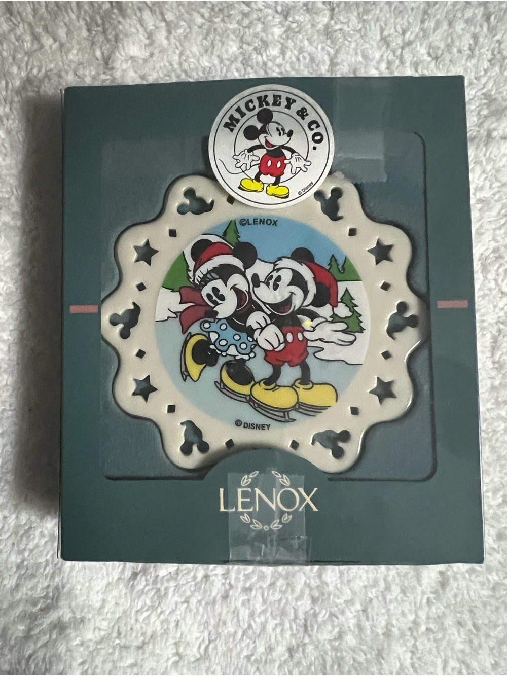 Lenox Mickey & Minnie Holiday Ornament - White